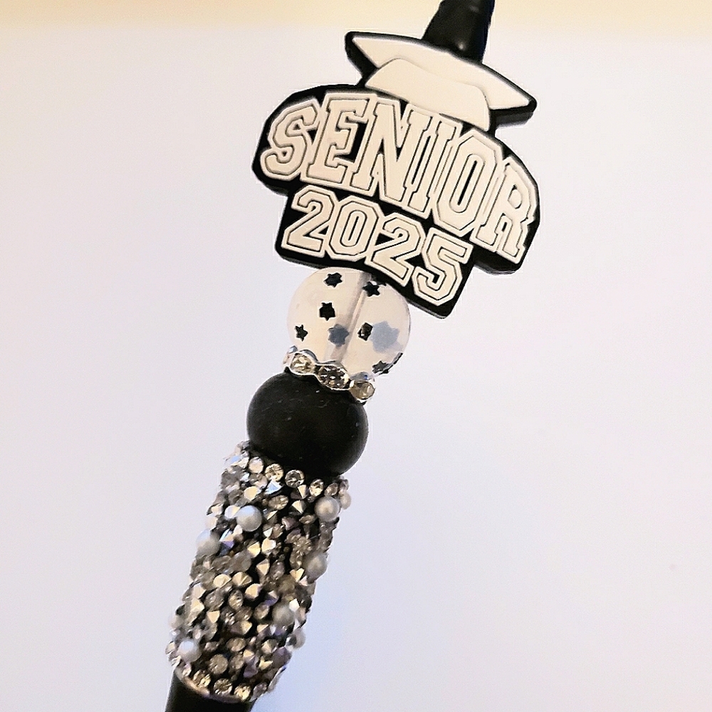 Handmade Graduation Senior 2025 Beaded Silicone Focal Bead Pen